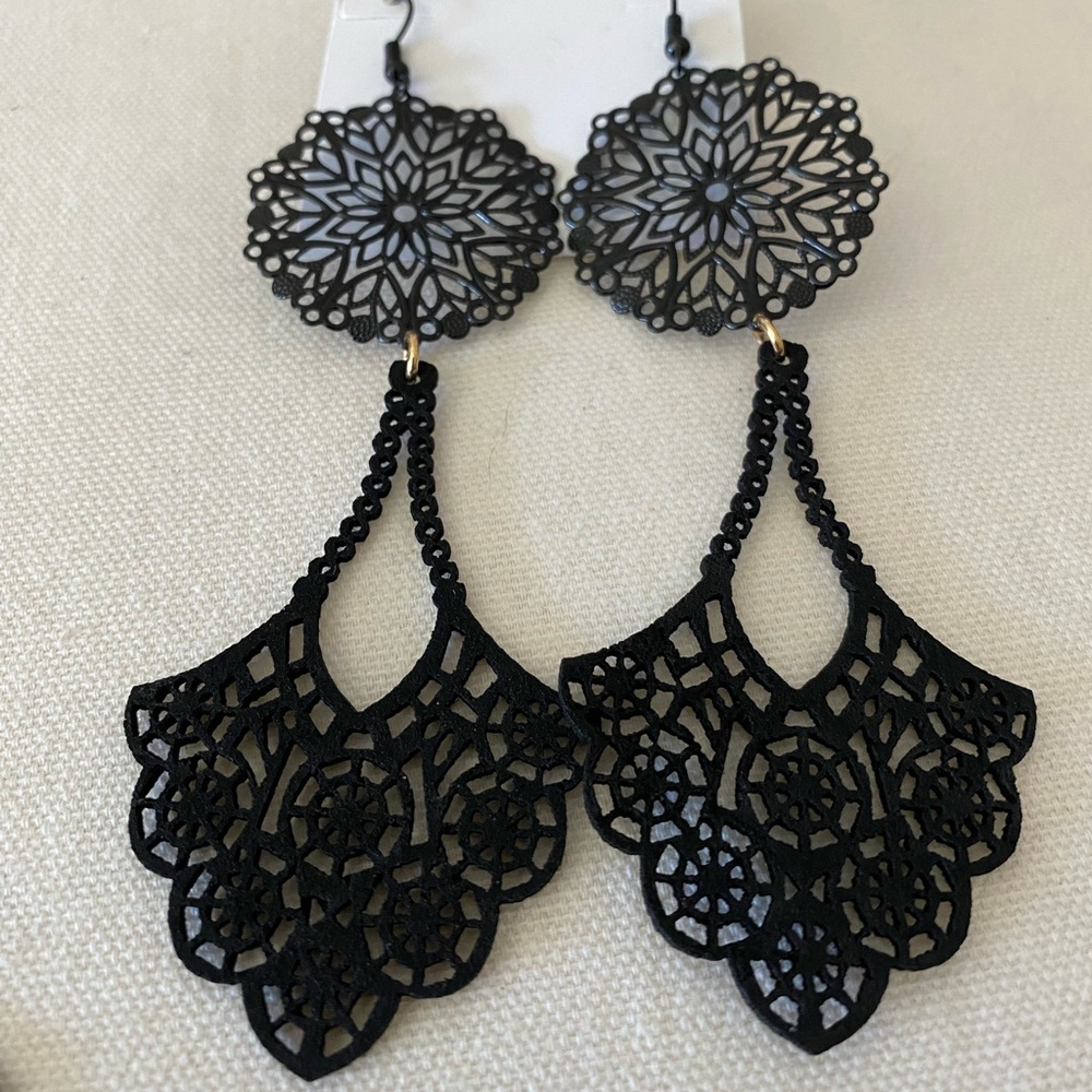 New Black Hypoallergenic Post Dangling earrings
